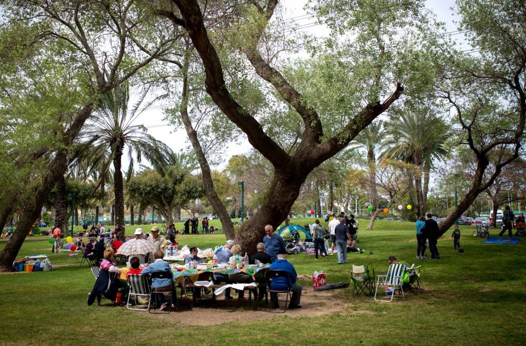 סך הכל מרוצים, למרות הכל. ישראלים מבלים בפארק הירקון. צילום: מרים אלסטר  פלאש 90