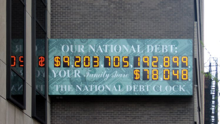 שעון החוב הלאומי של ארה&quot;ב ( צילום: Jesper Rautell Balle מתוך ויקימדיה קומונס).