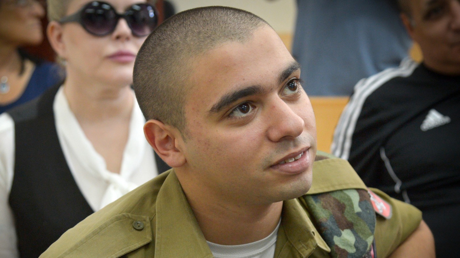 החייל אלאור אזריה במשפט, 1.9.2016 (צילום: פלאש 90).