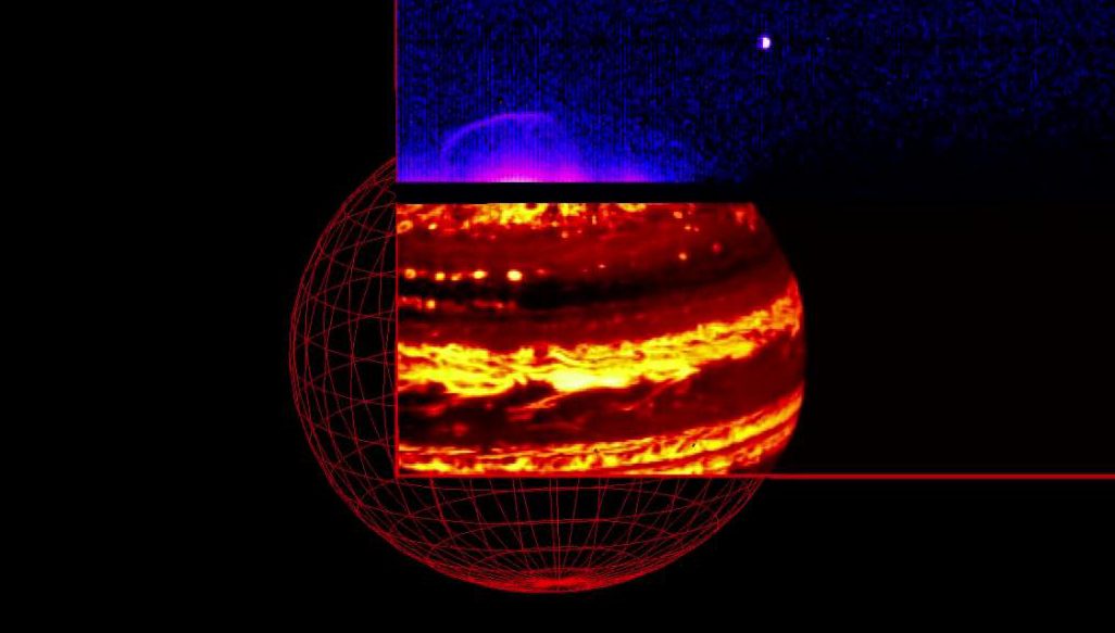 ג'ונו לוכדת את כוכב צודק זוהר בצילום אינפרא-אדום.  (צילום: NASA/JPL-Caltech/SwRI/ASI/INAF/JIRAM)