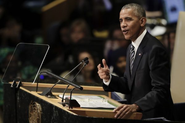 נשיא ארה"ב ברק אובמה, בנאומו האחרון כנשיא באו"ם (צילום: AP).
