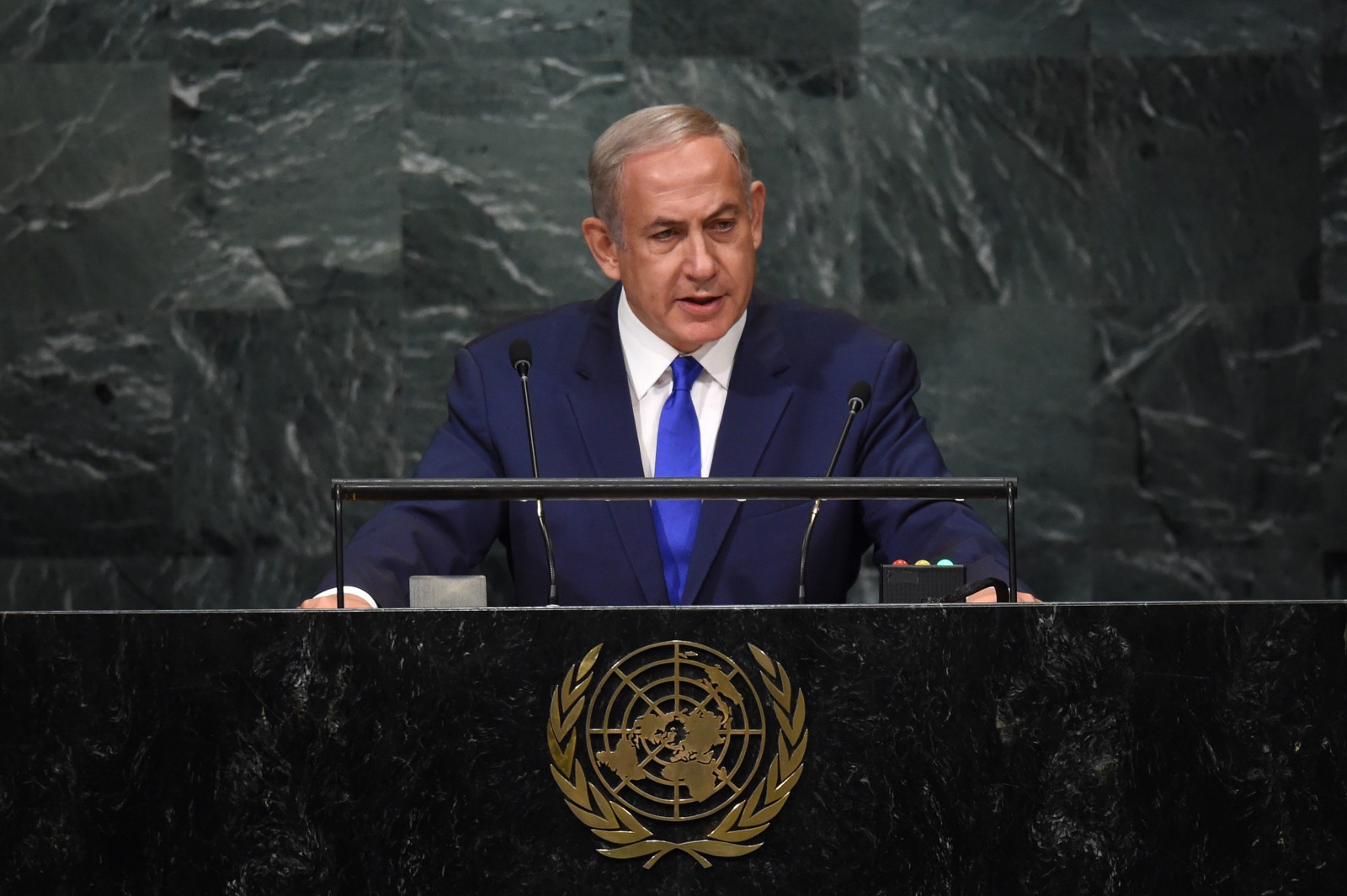 ראש ממשלת ישראל בנימין נתניהו נואם בעצרת האו"ם (צילום: קובי גדעון / פלאש 90).