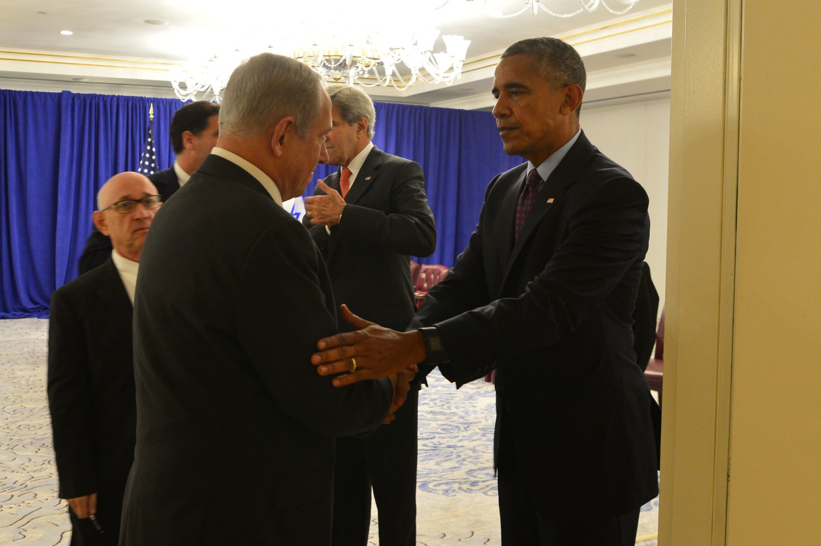 ראש הממשלה בנימין נתניהו בסיום פגישתו עם נשיא ארה"ב ברק אובמה בניו-יורק.(צילום: קובי גדעון לע"מ)