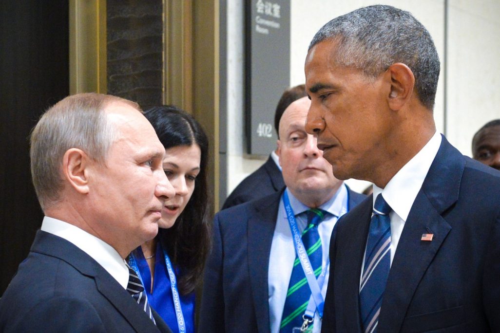 נשיאי ארה״ב  ורוסיה ברק אובמה וולדימיר פוטין בועידה בסין (צילום ארכיון: סוכנות AP).