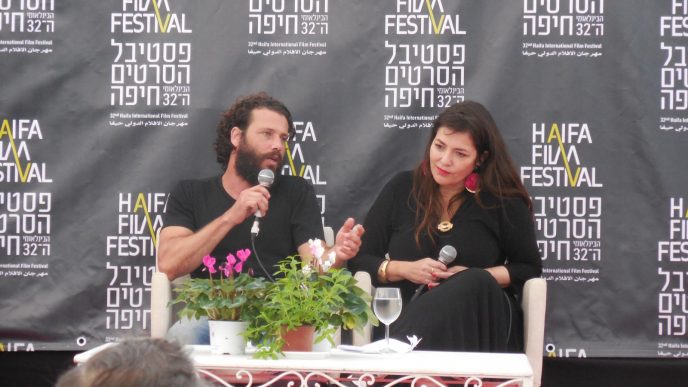 הילה אלפרט וגיל ססובר באירוע ׳דוקולינריה׳ בפסטיבל הסרטים בחיפה (צילום: דבר ראשון)