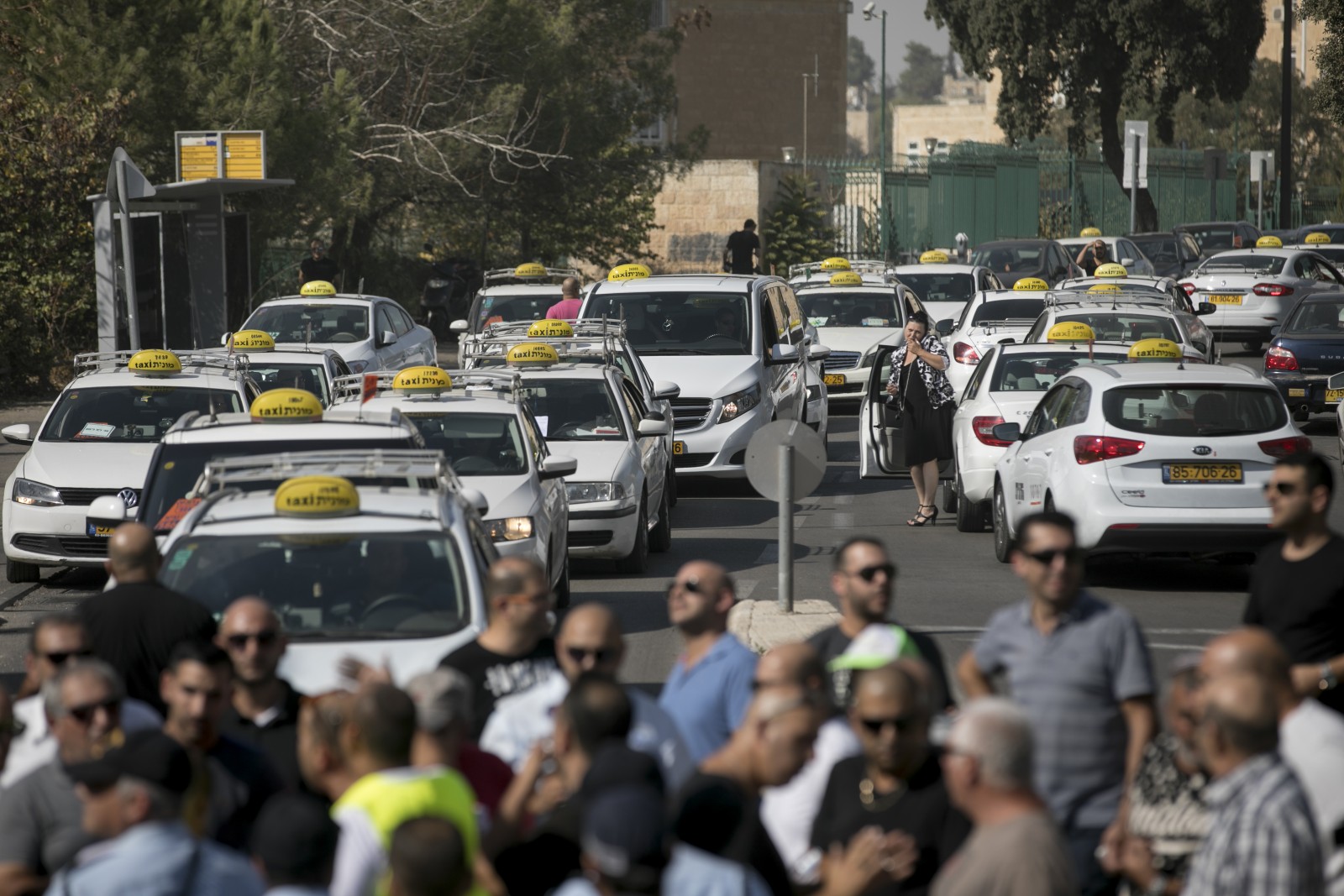 Taxi Drivers Association protest, Jerusalem (Photo: Yonatan Zindle/Flash 90)