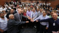 טקס קליטת עובדי קבלן להעסקה ישירה במרכז הרפואי הלל יפה בחדרה (צילום: אורן כהן / דוברות ההסתדרות).