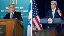 ג'ון קרי נואם (צילום: סוכנות AP) / בנימין נתניהו מגיב (צילום: יונתן זינדל / פלאש90).
