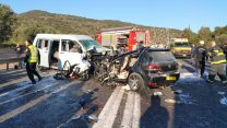 זירת התאונה בסמוך לצומת חנניה שבגליל (צילום: דוברות מד"א).