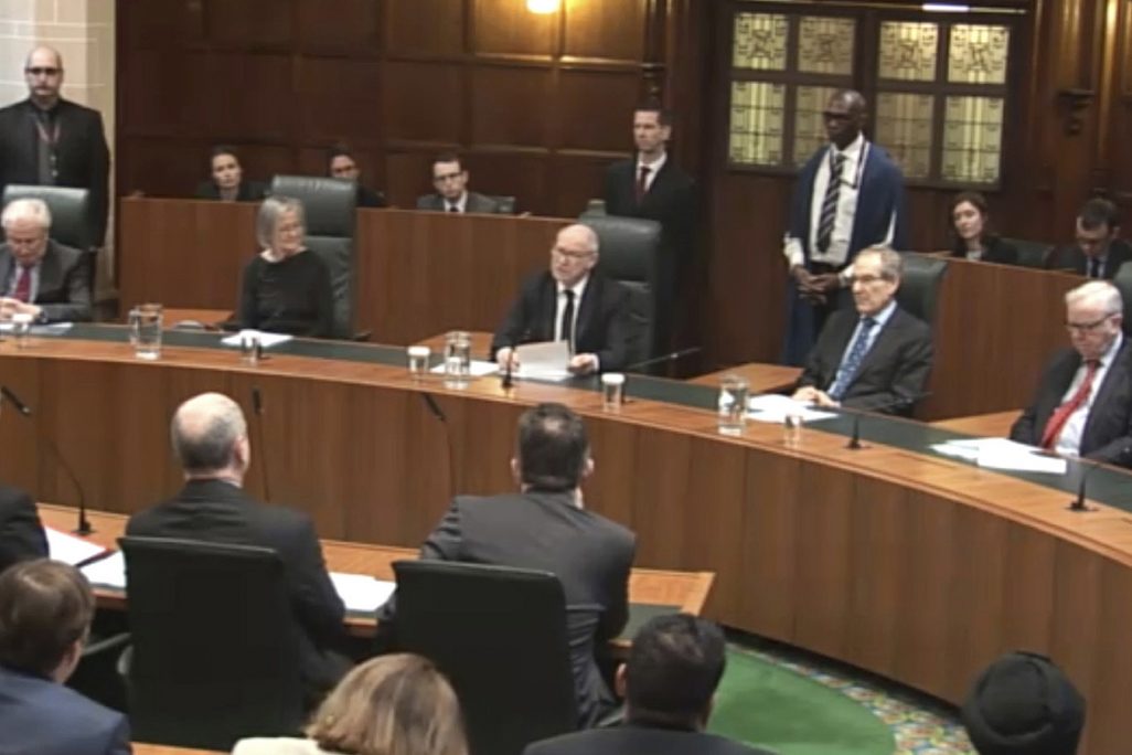 בית המשפט העליון בלונדון במהלך דיון על הברקזיט (צילום: בית המשפט העליון דרך AP).
