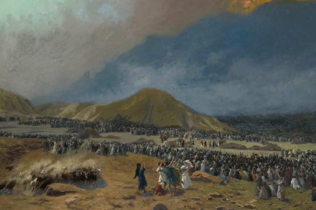 משה על הר סיני. מקטע מתוך ציור מאת ז'אן-לאון ז'רום, סוף המאה ה-19 (ויקימדיה קומונס).
