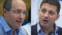 יו״ר מרכז השלטון המקומי חיים ביבס ויו״ר ההסתדרות אבי ניסנקורן (צילום: פלאש 90).