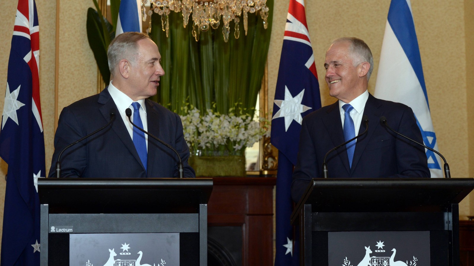 ראש ממשלת אוסטרליה מלקולם טורנבול במסיבת עיתונאים משותפת עם רה&quot;מ בנימין נתניהו (צילום: חיים זך / לע״מ).