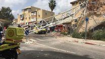 קריסת מנוף באתר של חברת "מליבו בניה" ברמת גן, מרץ 2017  (צילום: תיעוד מבצעי מד"א).