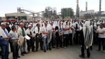 מאות עובדי חיפה כימיקלים התכנסו במפעל דימונה לתפילה המונית לפרנסה (ללא קרדיט).