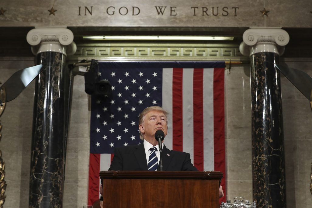 נאום טראמפ בקונגרס (צילום: Jim Lo Scalzo/Pool Image via AP).