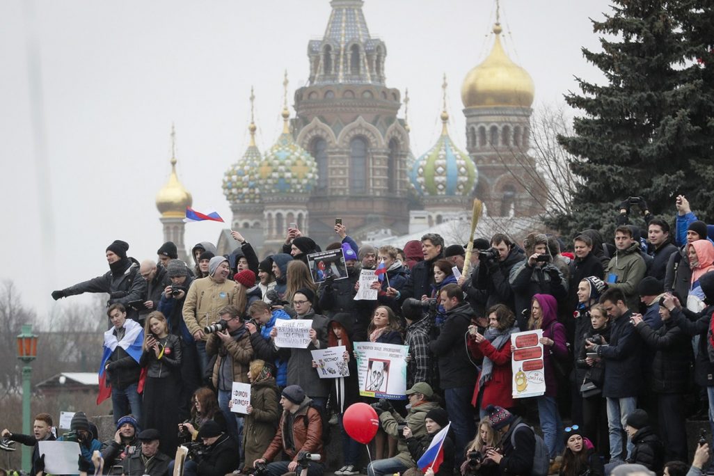 מחאה ברוסיה,מרץ 2017 (AP Photo/Dmitri Lovetsky)