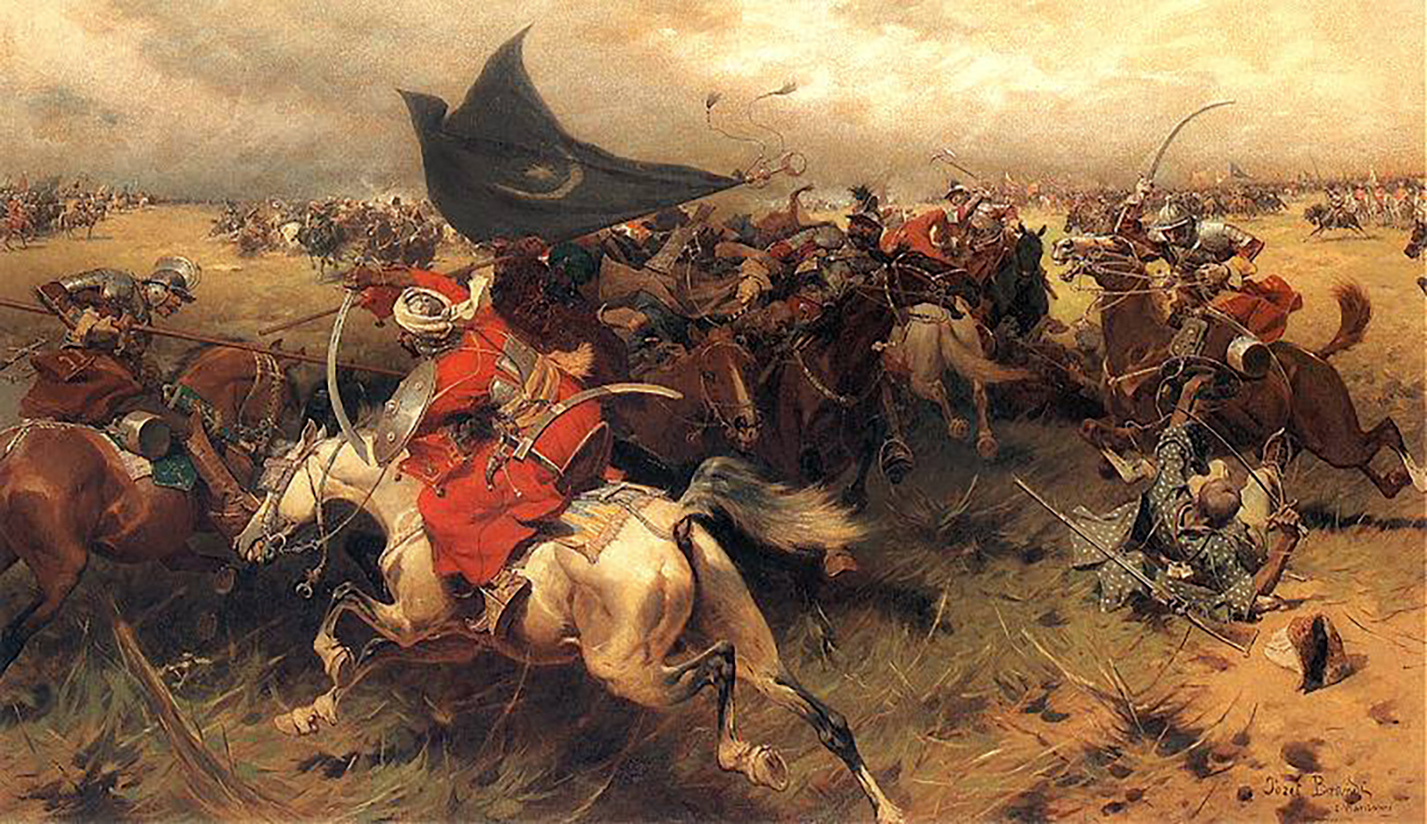 חיל הפרשים העות'מאני במהלך הקרב על וינה. (ציור שמן על קאנבס Józef Brandt צויר ב1905/ ויקיפדיה).