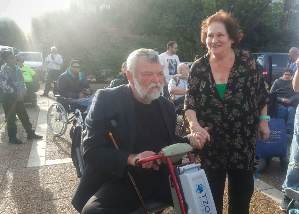 Member of Knesset, Ilan Gilon, at a demonstration supporting disabled people at Rabin Square in Tel Aviv (Photograph: Davar)