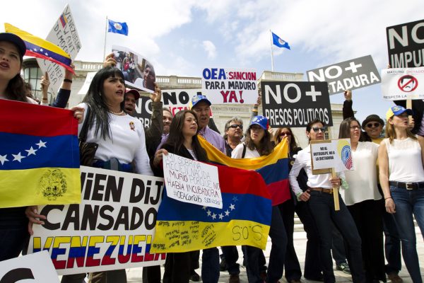 מפגינים נגד ממשלת ונצואלה (AP Photo/Jose Luis Magana)