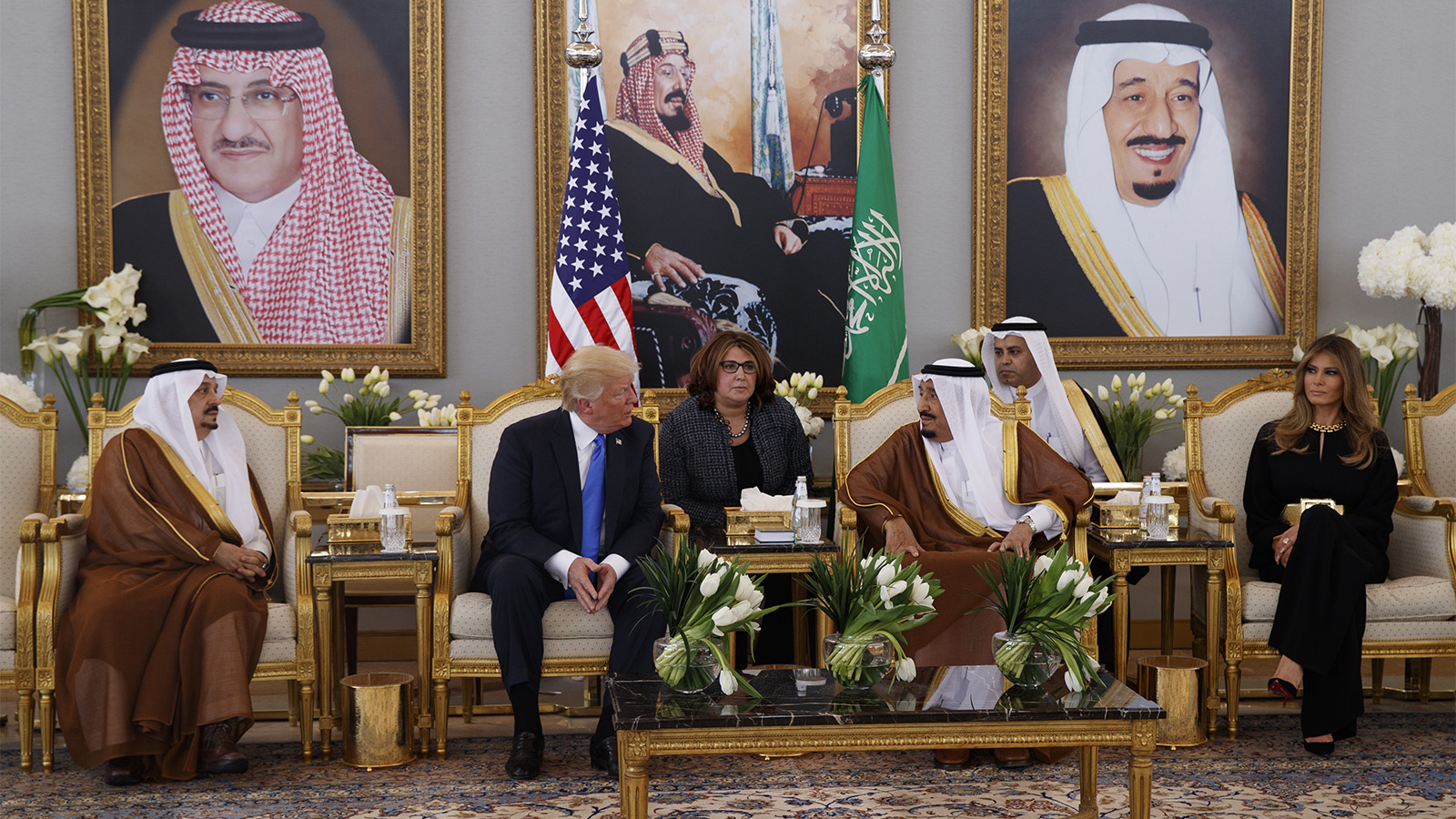 ביקור טראמפ בסעודיה, טקס קבלת הפנים (צילום: AP Photo/Evan Vucci).