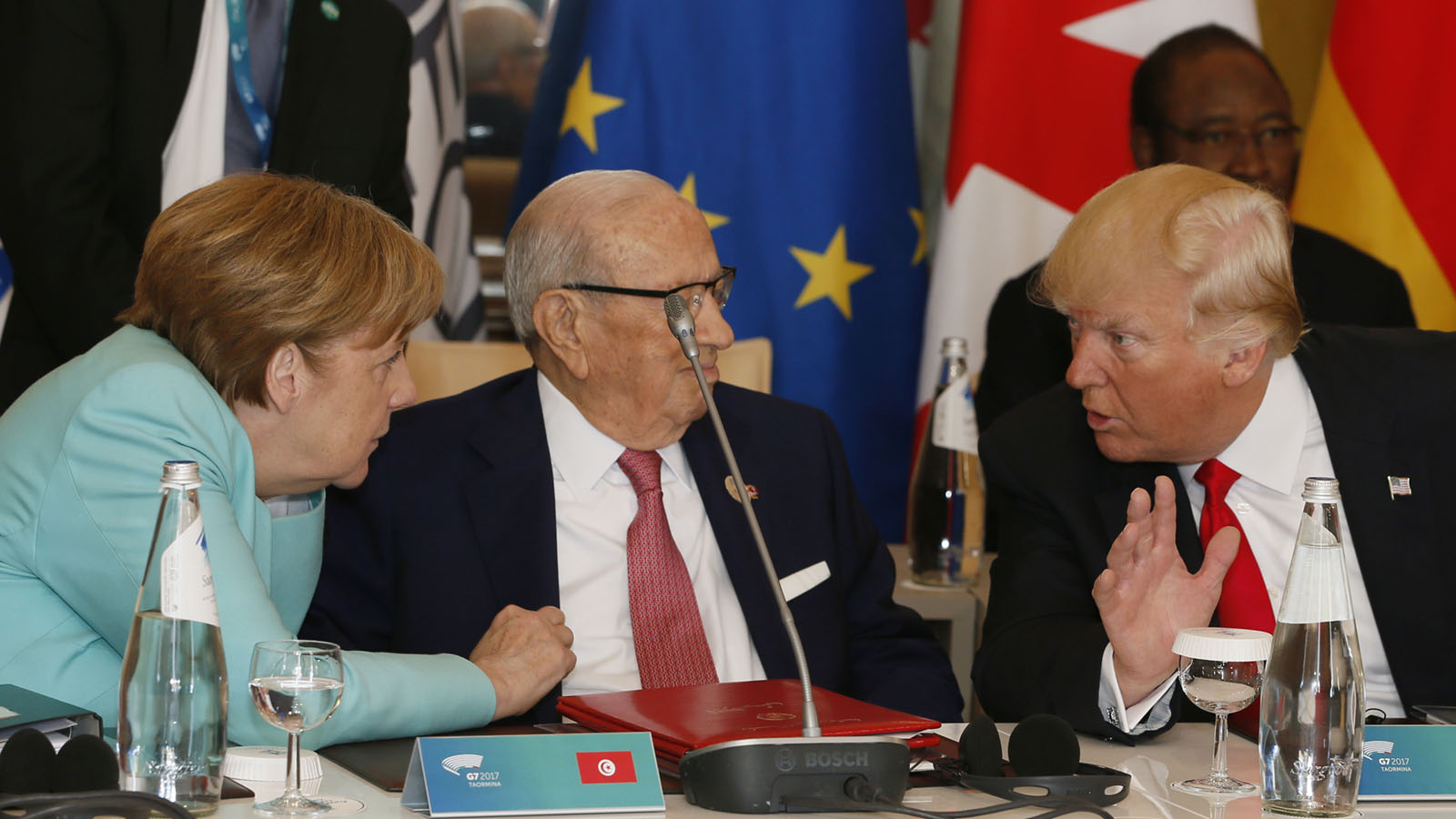 טראמפ ומרקל בוועידת G7 (AP Photo/Domenico Stinellis)