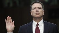 ראש ה-FBI לשעבר ג'יימס קומי נותן עדות בפני הסנאט 8.6.17 (צילום: AP Photo/Alex Brandon)