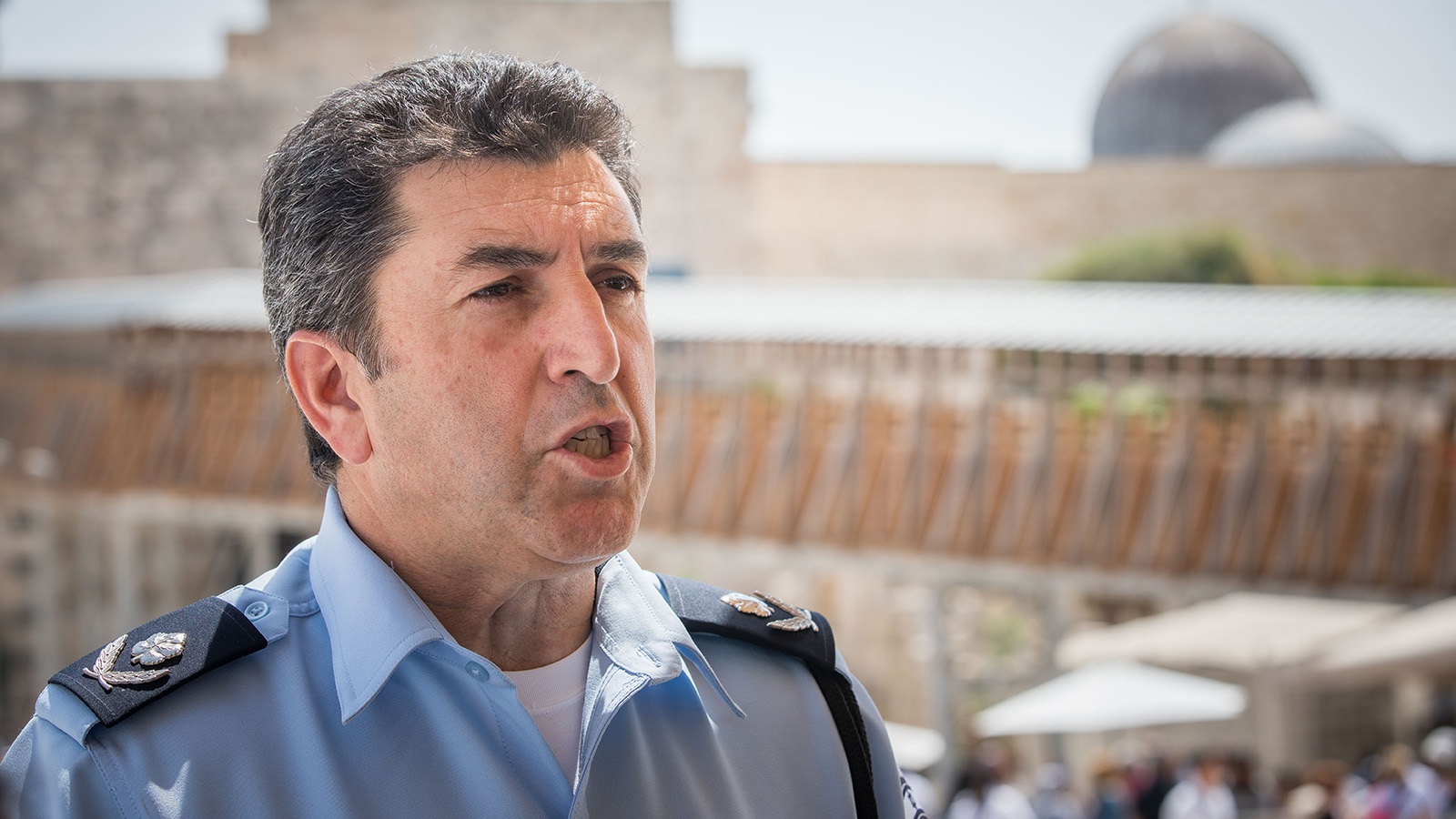 מפקד מחוז ירושלים, תנ״צ יורם הלוי ברחבת הכותל המערבי (צילום: יונתן זינדל).