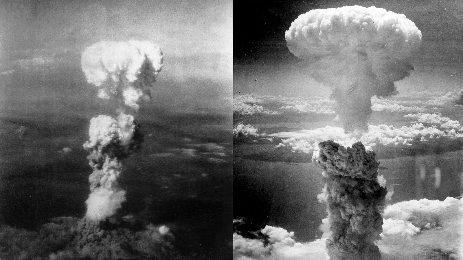 הפטריות הגרעיניות לאחר ההפצות בהירושימה ונגסאקי (צילום: Binksternet/ wikimedia)