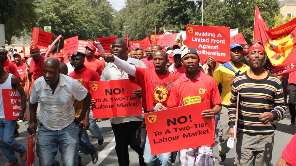 הפגנה בדרום אפריקה (קרדיט: industriall-union.org)