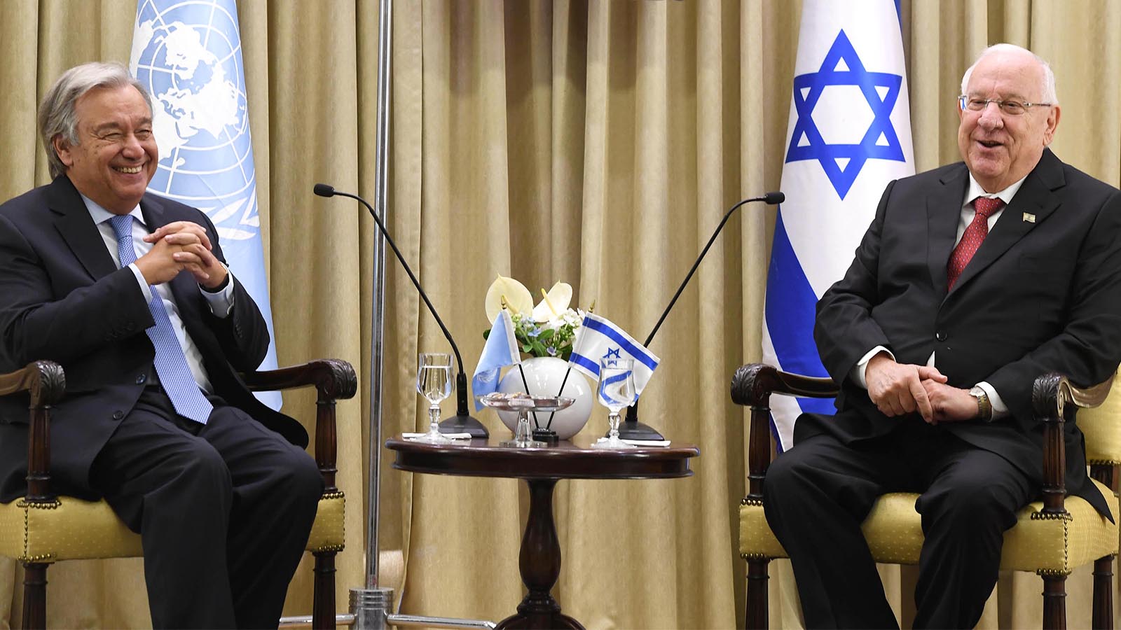 נשיא המדינה נפגש הבוקר עם מזכ&quot;ל האו&quot;ם המבקר לראשונה בישראל במסגרת תפקיד זה 28 באוגוסט 2017. (צילום: מארק ניימן / לע&quot;מ).