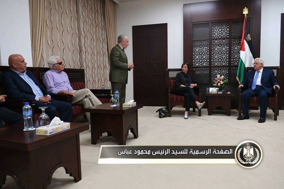 פגישת מרצ עם עבאס ברמאללה (תמונה: לשכת נשיא הרשות הפלסטינית)