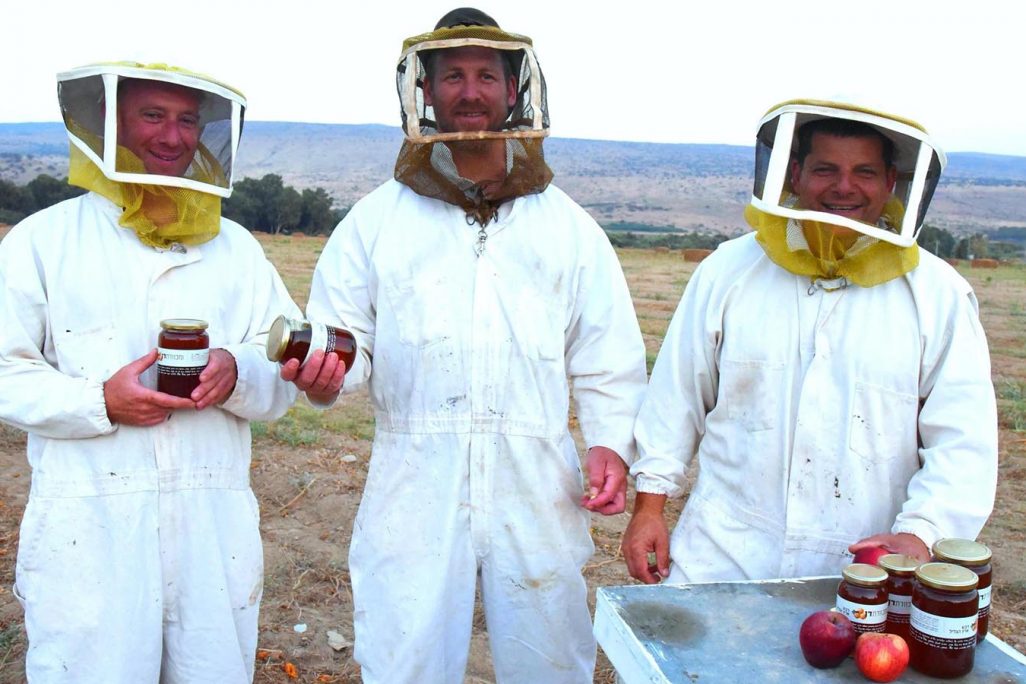 דבוראים עם צנצנות דבש (צילום: באדיבות מועצת הדבש)