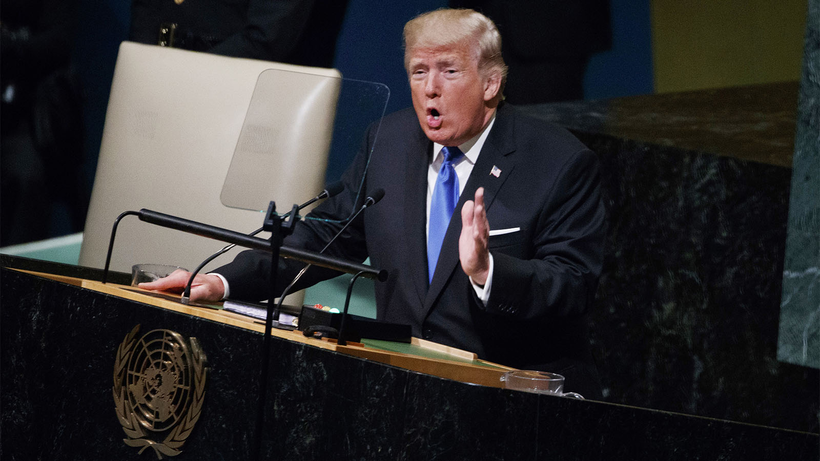 נאום נשיא ארה&quot;ב דונלד טראמפ באסיפת הכללית של האו&quot;ם (צילום: AP Photo/Evan Vucci)