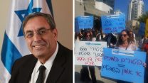 הפגנת העוזרות המשפטיות, אפריל 2017 והשופט מיכאל ספיצר  (צילום: דבר ראשון ודוברות רשות בתי המשפט).