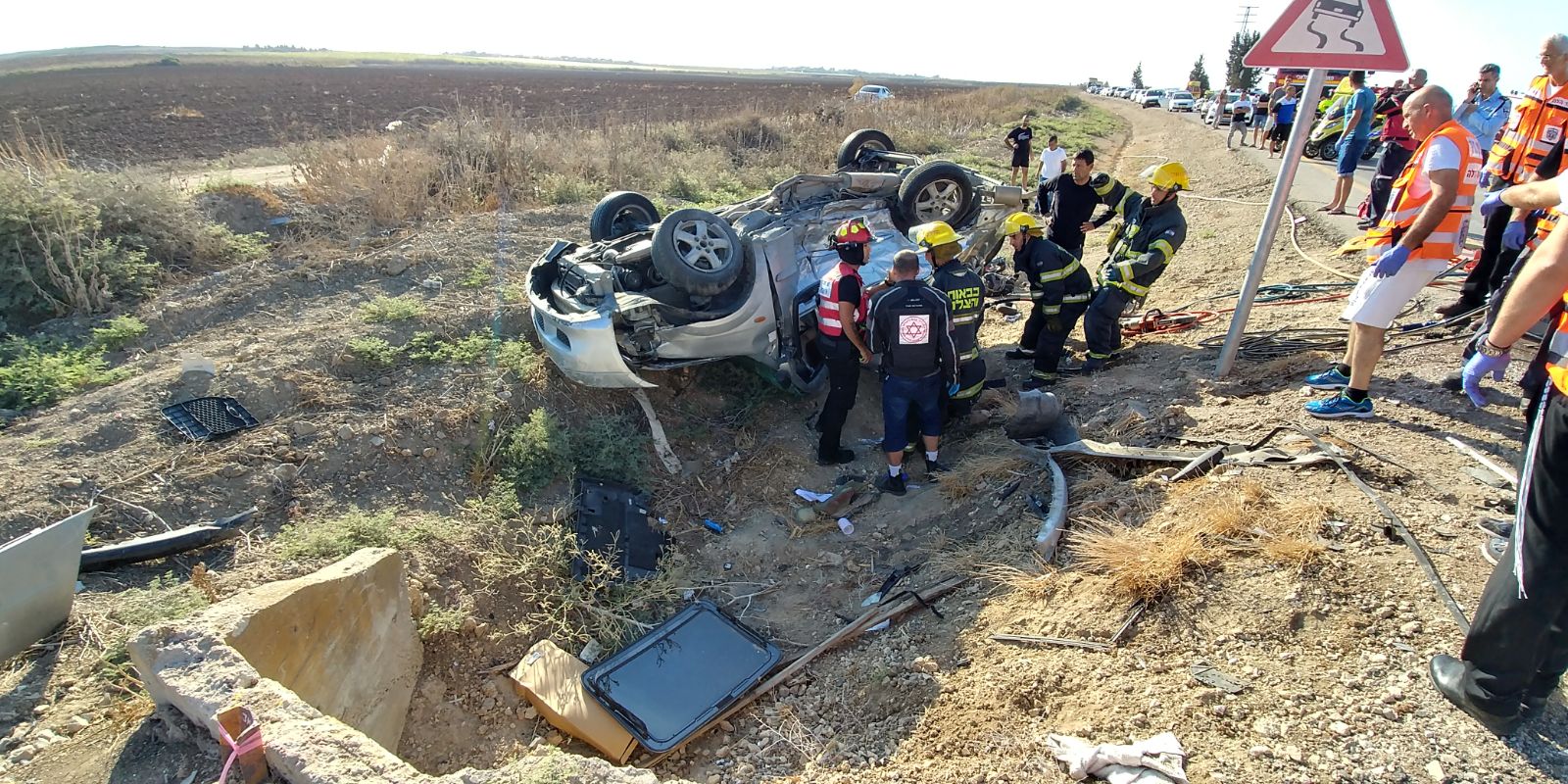 מזירת התאונה הקשה בכביש 383 בסמוך לכפר מנחם &#8211; צילום: דוברות איחוד הצלה