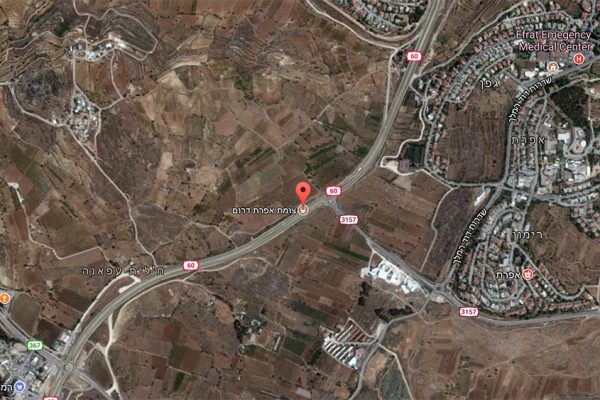 איזור התרחשות הפיגוע - צומת אפרת דרום (צילום מסך מתוך גוגל מפות)