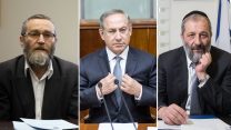 אריה דרעי, בנימין נתניהו ומשה גפני (צילום: פלאש 90)