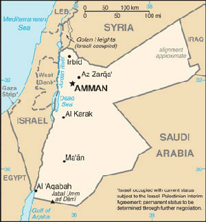 מפת ירדן כפי שהיא מופיעה באתר הרשמי של משרד החוץ האמריקאי (U.S. State Department)