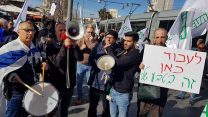 עובדי טבע ותומכים מפגינים בשוק מחנה יהודה בירושלים (באדיבות דוברות ההסתדרות)