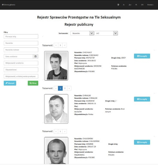 צילום מסך מתוך האתר בו מפורסמים שמות הפדופילים הפולנים (צילום: ניסן צור)