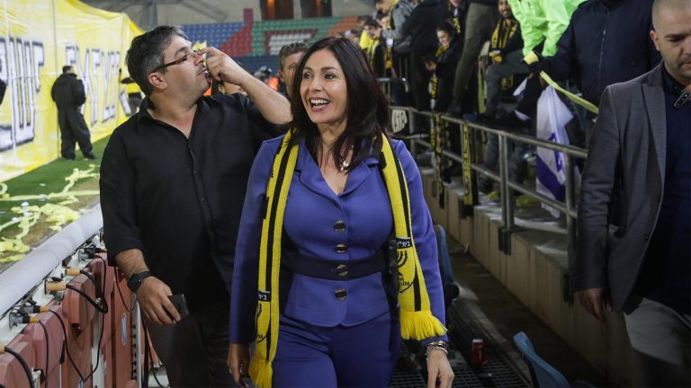 Regev, as Minister of Culture, at a match between Beitar Jerusalem and Bnei Sakhnin. &quot;There was no minister in the State of Israel, who, like me, gave so much to the Arab sector.&quot; (Archive photo: Roey Elima/Flash90)