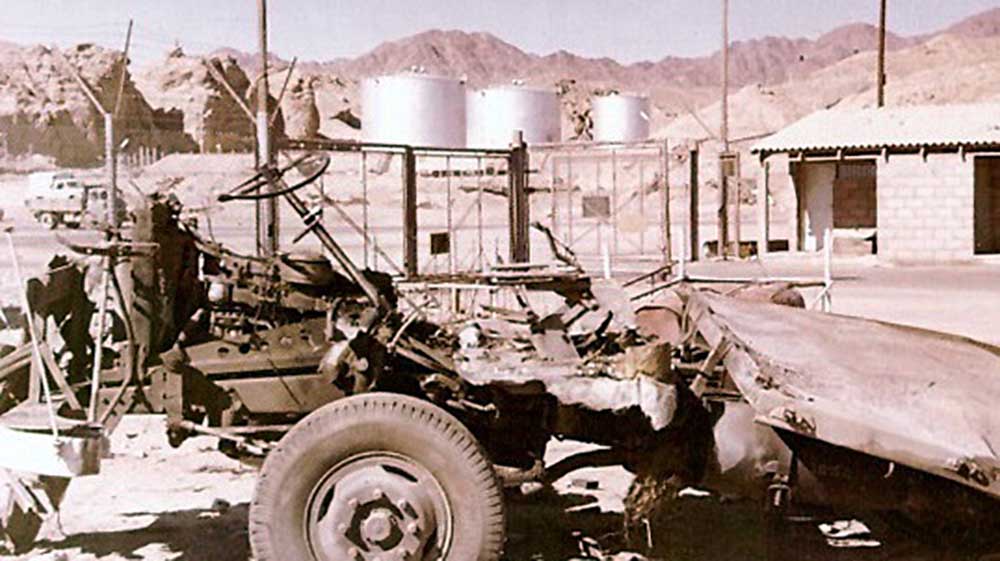שלד המשאית שנותר לאחר הפיצוץ 26 ינואר 1970 (ניר מאור מוזיאון ההעפלה וחיל הים)