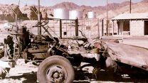 שלד המשאית שנותר לאחר הפיצוץ 26 ינואר 1970 (ניר מאור מוזיאון ההעפלה וחיל הים)