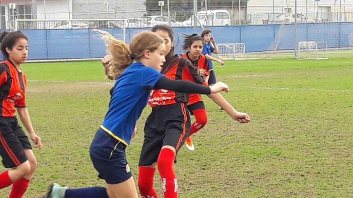 משחק בין קבוצות הנערות של מכבי ת&quot;א לבין קבוצות הנערות של באקה אל-גרביה (באדיבות 'עיר ללא אלימות')