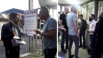 חברי ועד עובדי נטו והאיגוד המקצועי בעימות עם מנהל באתר החברה (צילום: וועד הפעולה של עובדי קבוצת נטו)
