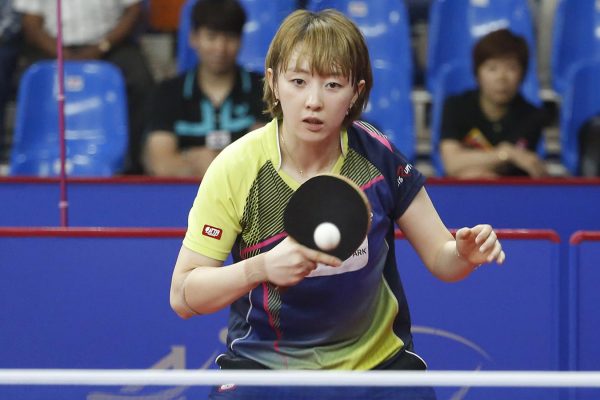 שחקנית נבחרת קוריאה בטניס שולחן סו היו-וון בגביע אסיה. ספטמבר 2017 (AP Photo/Ajit Solanki)