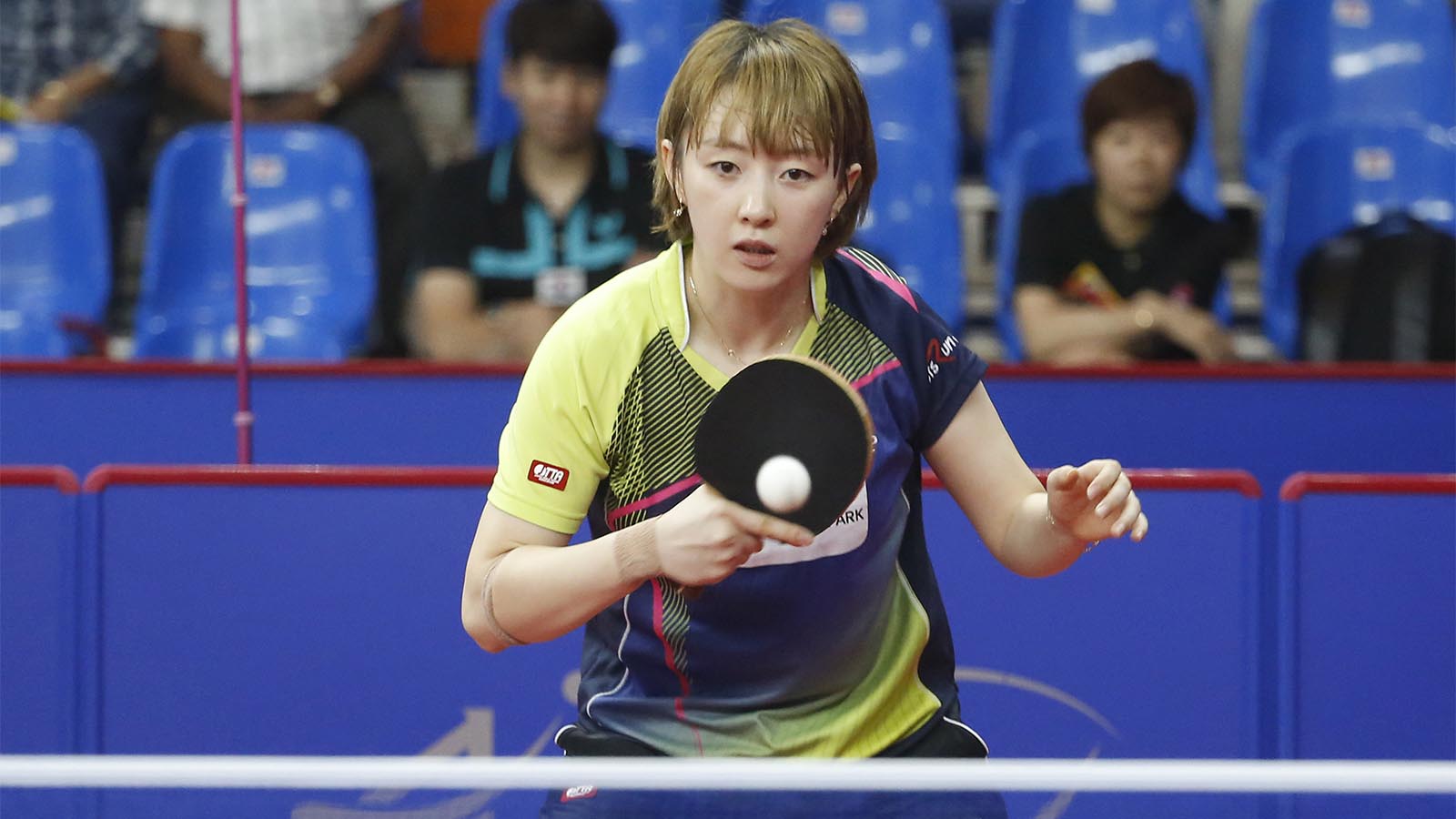 שחקנית נבחרת קוריאה בטניס שולחן סו היו-וון בגביע אסיה. ספטמבר 2017 (AP Photo/Ajit Solanki)