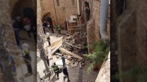החומה שקרסה בעכו. צילום: דוברות המשטרה