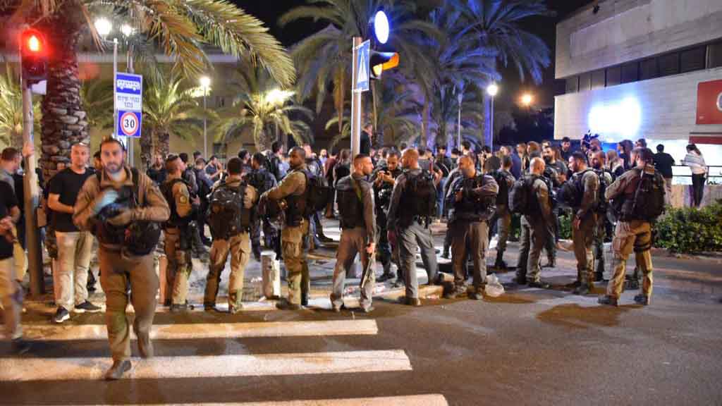 ההפגנה בחיפה אמש (דוברות המשטרה)